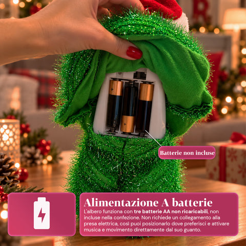 Sapin de Noël dansant de 32 cm avec musique et chapeau de Noël