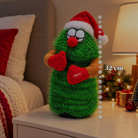 Sapin de Noël dansant de 32 cm avec musique et chapeau de Noël