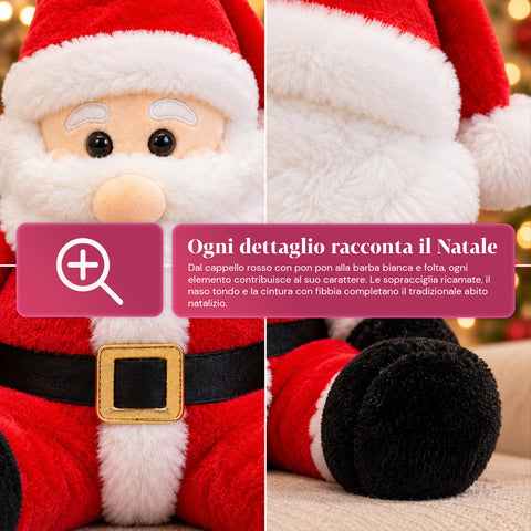 Père Noël assis 40 cm en tissu doux, décoration de Noël