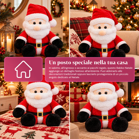 Père Noël assis 40 cm en tissu doux, décoration de Noël
