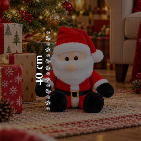 Père Noël assis 40 cm en tissu doux, décoration de Noël