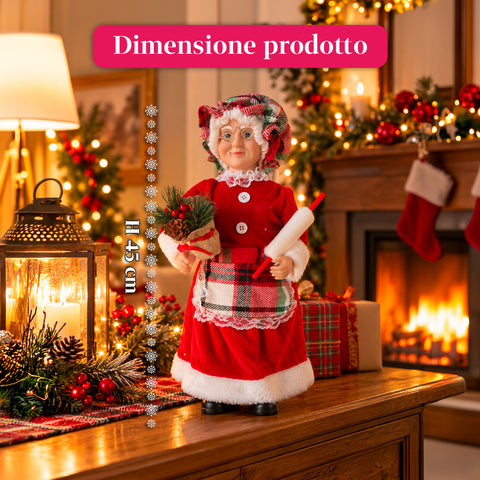Figurine de Noël du Père Noël et de la Mère Noël, h45cm, décoration pour la maison, les magasins et les vitrines, 3 variantes assorties avec des branches de pin et des pommes de pin