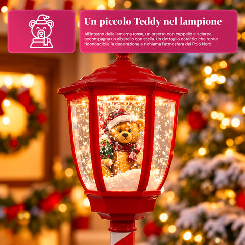 Lampadaire de Noël avec neige soufflée, musique et lumières LED – 4 variantes