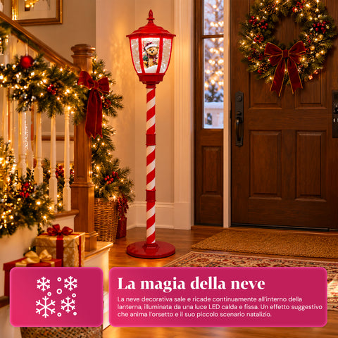 Lampadaire de Noël avec neige soufflée, musique et lumières LED – 4 variantes