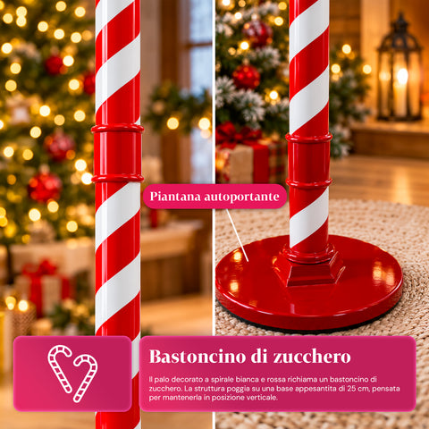 Lampadaire de Noël avec neige soufflée, musique et lumières LED – 4 variantes