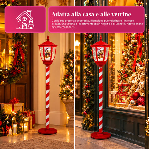 Lampadaire de Noël avec neige soufflée, musique et lumières LED – 4 variantes