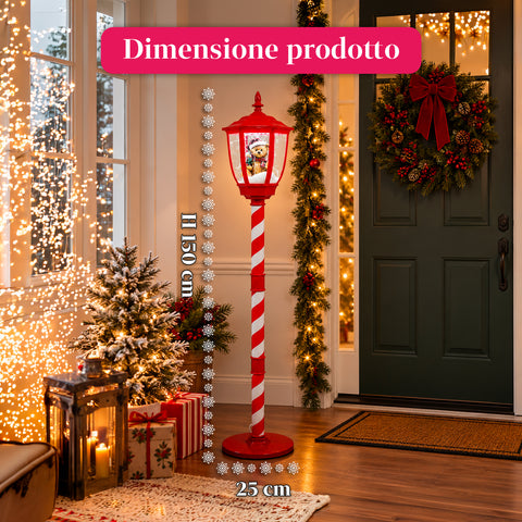 Lampadaire de Noël avec neige soufflée, musique et lumières LED – 4 variantes