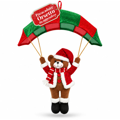 Parachute de Noël à suspendre 80 cm avec personnage de Noël, 4 personnages