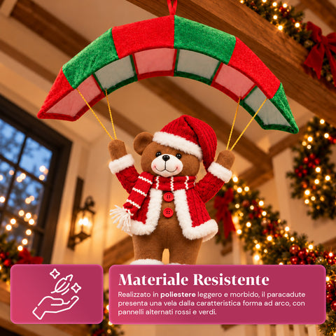 Parachute de Noël à suspendre 80 cm avec personnage de Noël, 4 personnages