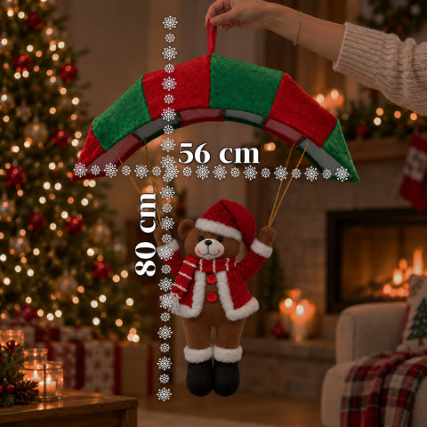 Parachute de Noël à suspendre 80 cm avec personnage de Noël, 4 personnages