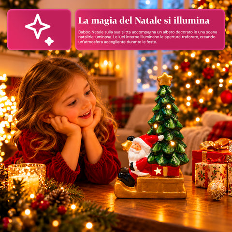 Statuette de Noël lumineuse en céramique de 26 cm avec LED, 10 modèles