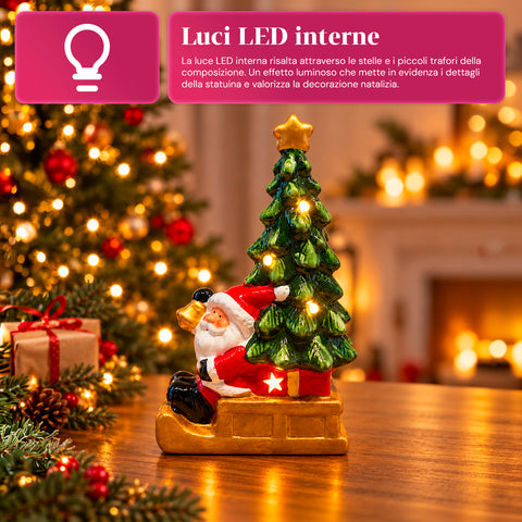 Statuette de Noël lumineuse en céramique de 26 cm avec LED, 10 modèles