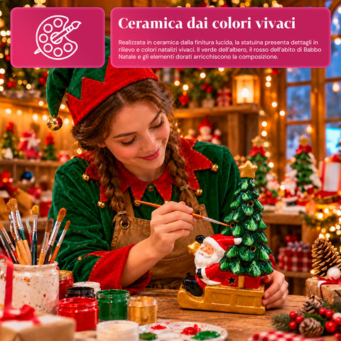 Statuette de Noël lumineuse en céramique de 26 cm avec LED, 10 modèles