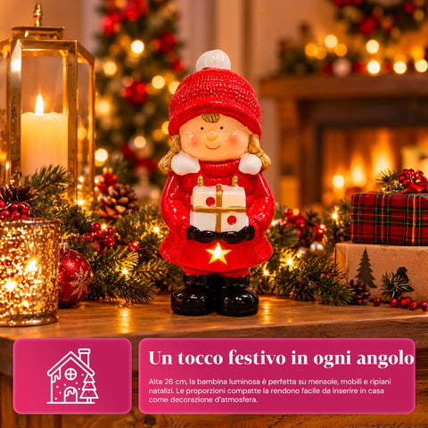 Statuette de Noël lumineuse en céramique de 26 cm avec LED, 10 modèles