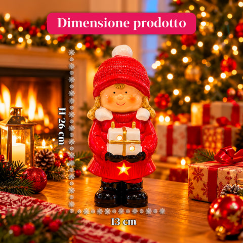 Statuette de Noël lumineuse en céramique de 26 cm avec LED, 10 modèles