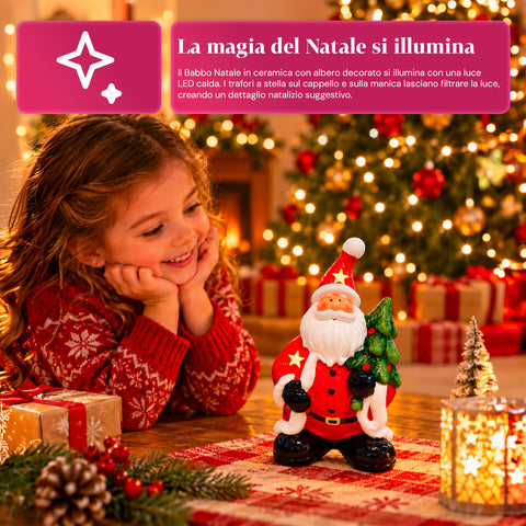 Statuette de Noël lumineuse en céramique de 26 cm avec LED, 10 modèles