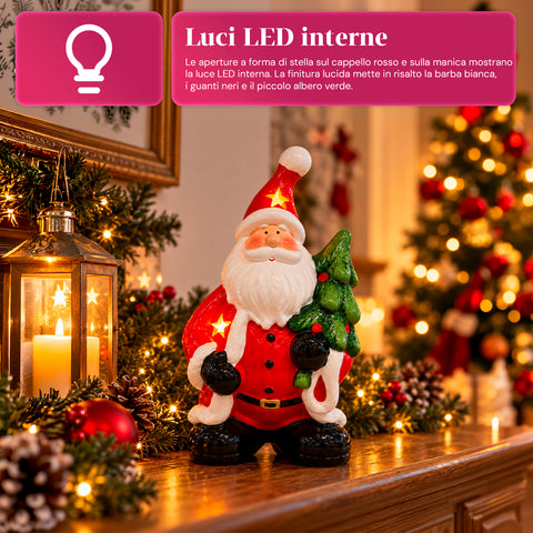 Statuette de Noël lumineuse en céramique de 26 cm avec LED, 10 modèles