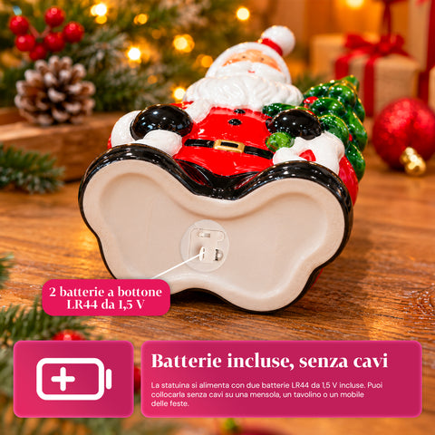 Statuette de Noël lumineuse en céramique de 26 cm avec LED, 10 modèles