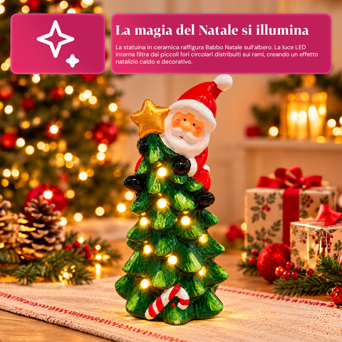 Statuette de Noël lumineuse en céramique de 26 cm avec LED, 10 modèles