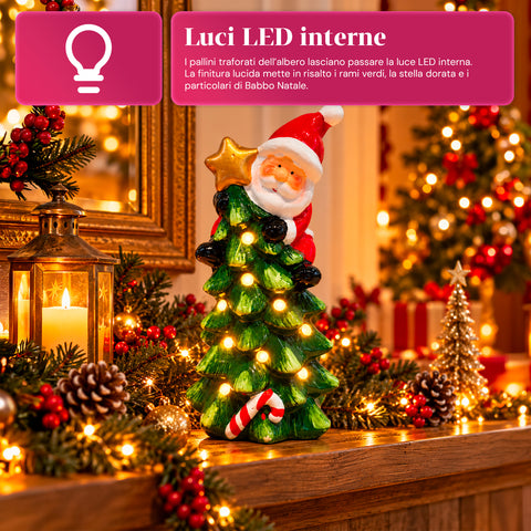 Statuette de Noël lumineuse en céramique de 26 cm avec LED, 10 modèles