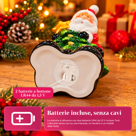 Statuette de Noël lumineuse en céramique de 26 cm avec LED, 10 modèles
