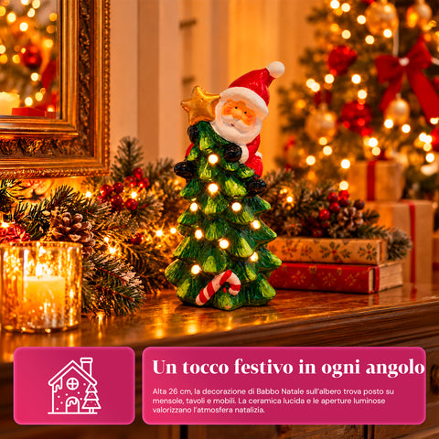 Statuette de Noël lumineuse en céramique de 26 cm avec LED, 10 modèles