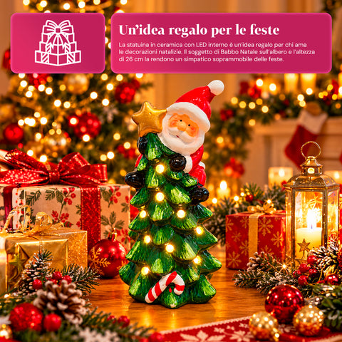 Statuette de Noël lumineuse en céramique de 26 cm avec LED, 10 modèles