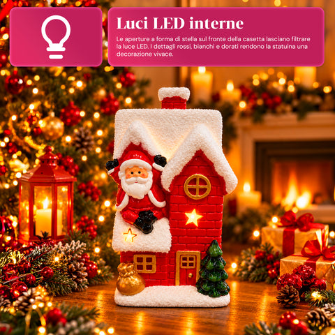 Statuette de Noël lumineuse en céramique de 26 cm avec LED, 10 modèles