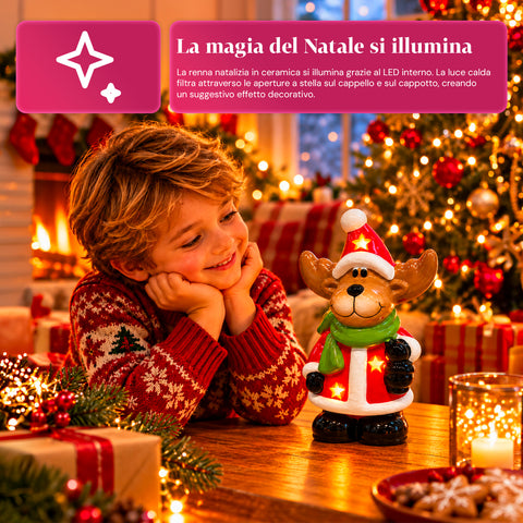 Statuette de Noël lumineuse en céramique de 26 cm avec LED, 10 modèles