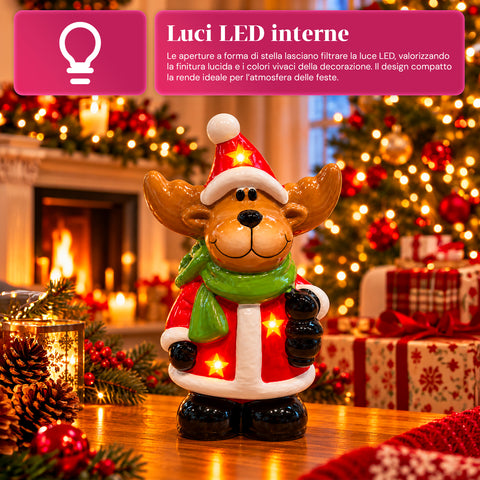 Statuette de Noël lumineuse en céramique de 26 cm avec LED, 10 modèles