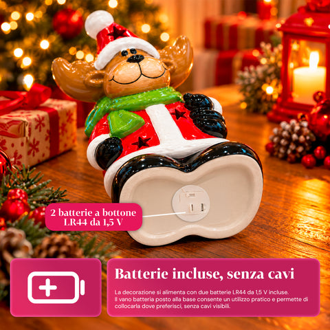Statuette de Noël lumineuse en céramique de 26 cm avec LED, 10 modèles