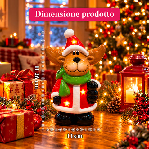 Statuette de Noël lumineuse en céramique de 26 cm avec LED, 10 modèles