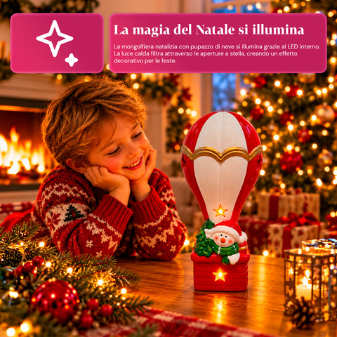 Statuette de Noël lumineuse en céramique de 26 cm avec LED, 10 modèles
