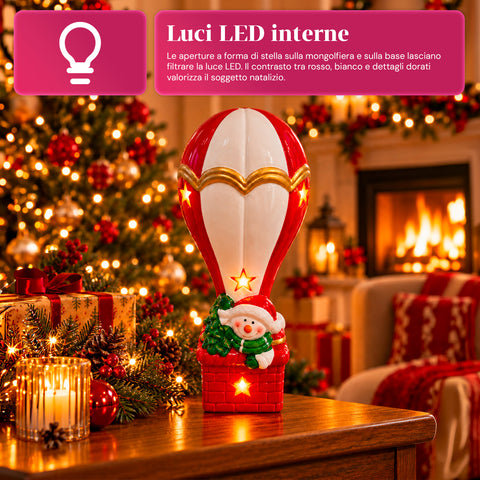 Statuette de Noël lumineuse en céramique de 26 cm avec LED, 10 modèles