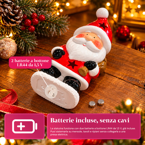 Statuette de Noël lumineuse en céramique de 26 cm avec LED, 10 modèles