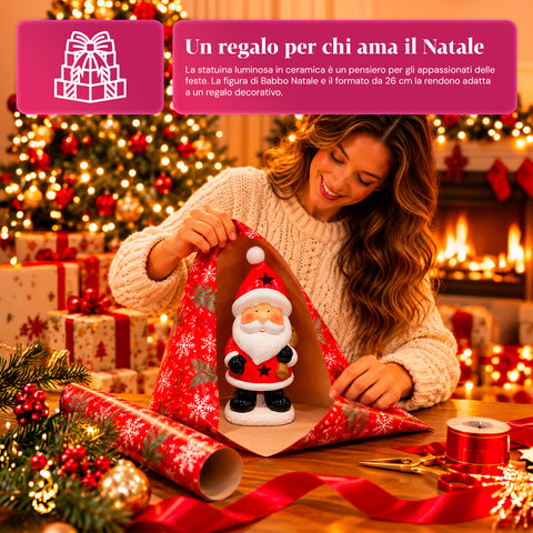 Statuette de Noël lumineuse en céramique de 26 cm avec LED, 10 modèles