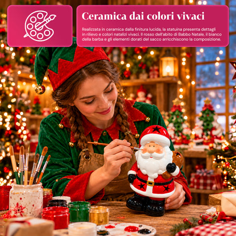 Statuette de Noël lumineuse en céramique de 26 cm avec LED, 10 modèles