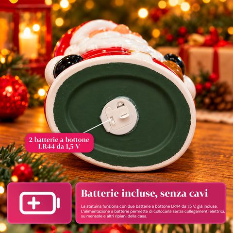 Statuette de Noël lumineuse en céramique de 26 cm avec LED, 10 modèles