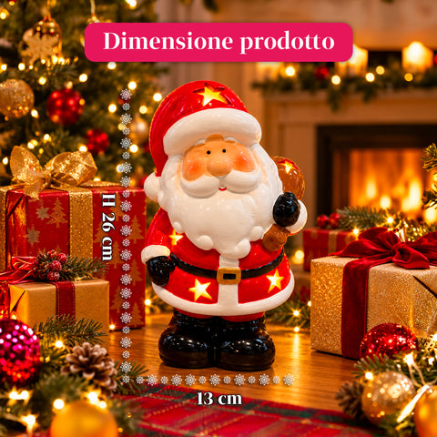 Statuette de Noël lumineuse en céramique de 26 cm avec LED, 10 modèles