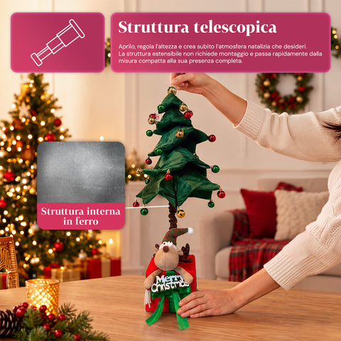 Sapin de Noël extensible de 90 et 95 cm avec paquet cadeau et personnages