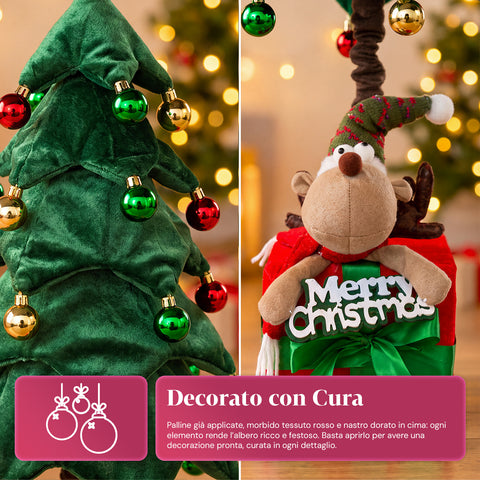 Sapin de Noël extensible de 90 et 95 cm avec paquet cadeau et personnages
