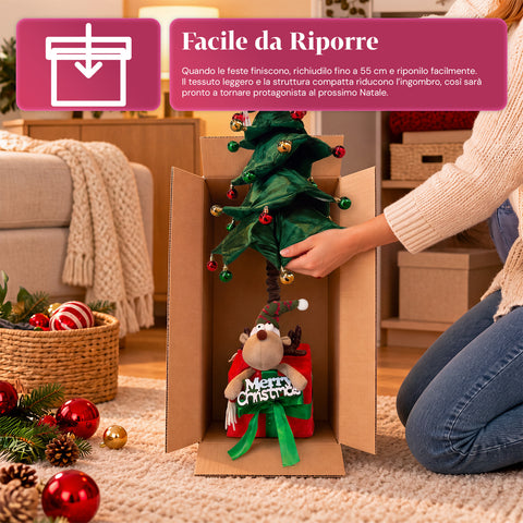 Sapin de Noël extensible de 90 et 95 cm avec paquet cadeau et personnages