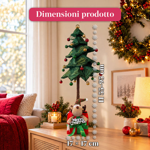 Sapin de Noël extensible de 90 et 95 cm avec paquet cadeau et personnages