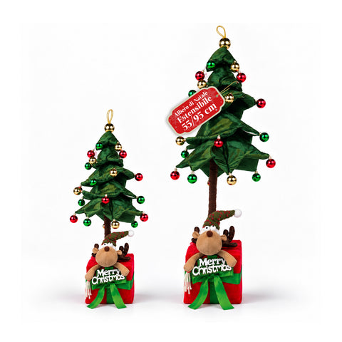 Sapin de Noël extensible de 90 et 95 cm avec paquet cadeau et personnages