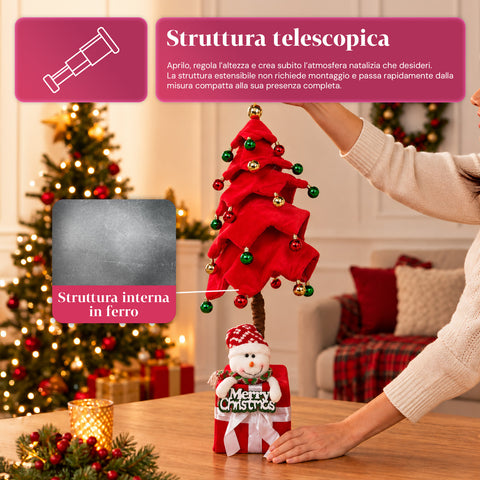 Sapin de Noël extensible de 90 et 95 cm avec paquet cadeau et personnages