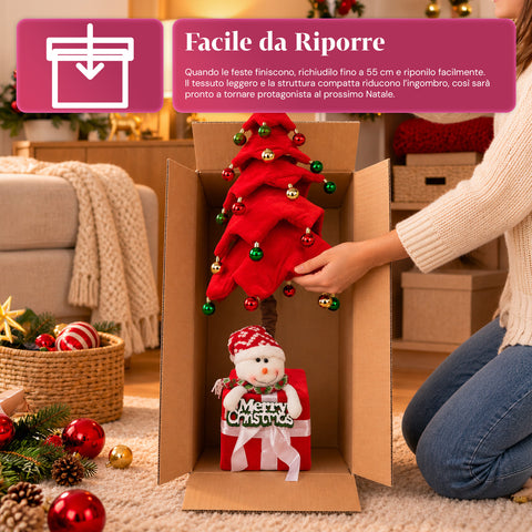 Sapin de Noël extensible de 90 et 95 cm avec paquet cadeau et personnages