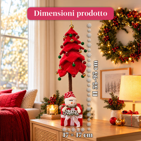 Sapin de Noël extensible de 90 et 95 cm avec paquet cadeau et personnages