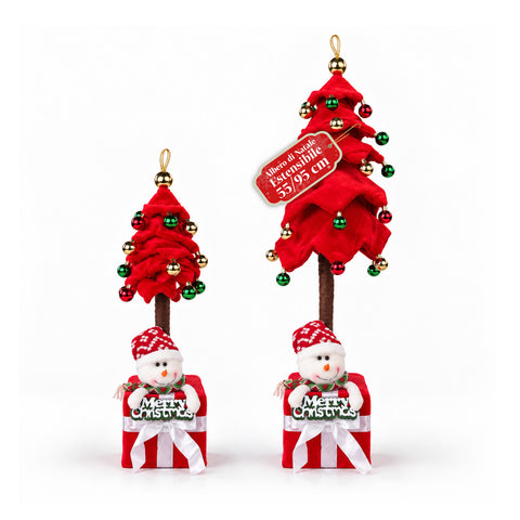 Sapin de Noël extensible de 90 et 95 cm avec paquet cadeau et personnages