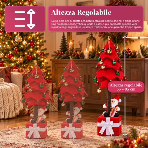 Sapin de Noël extensible de 90 et 95 cm avec paquet cadeau et personnages