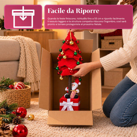 Sapin de Noël extensible de 90 et 95 cm avec paquet cadeau et personnages